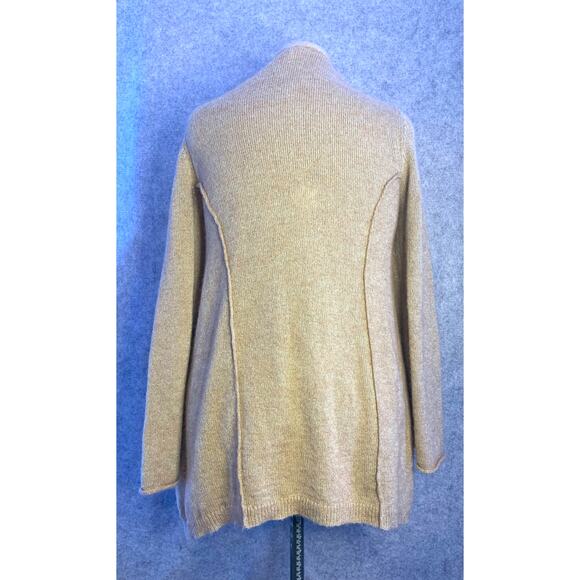 August Silk Cardigan, Tan And Gold Holiday Sweater, Women’s XL, Wool Blend - Picture 11 of 12